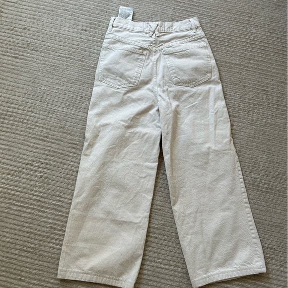 ZARA high rise wide leg cropped jeans cream size 2/26 - Picture 9 of 14